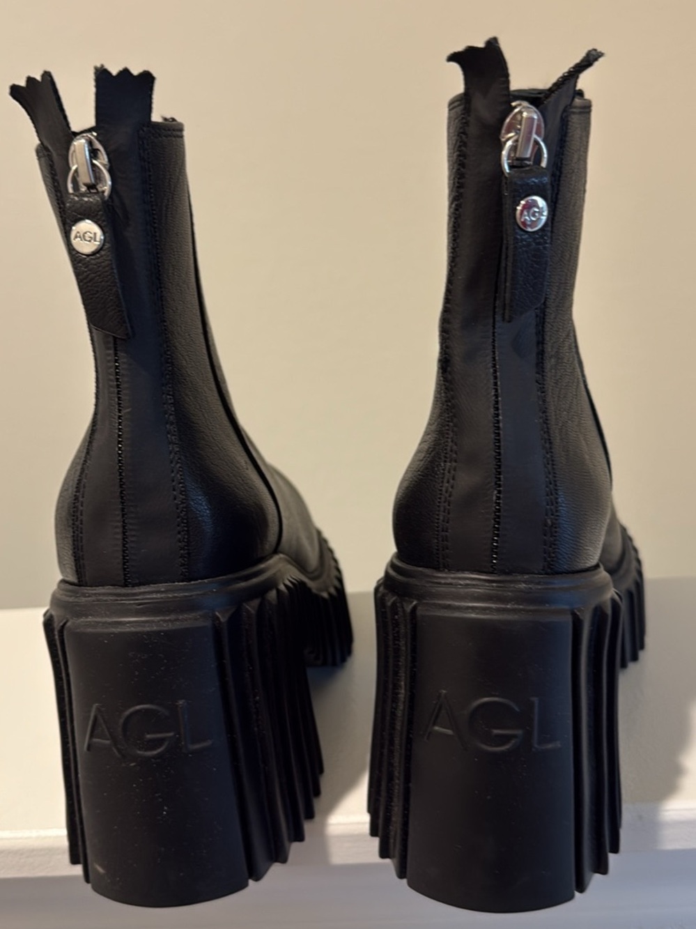 Agl Black Lace-Up Chunky Platform Boot - Picture 2 of 5